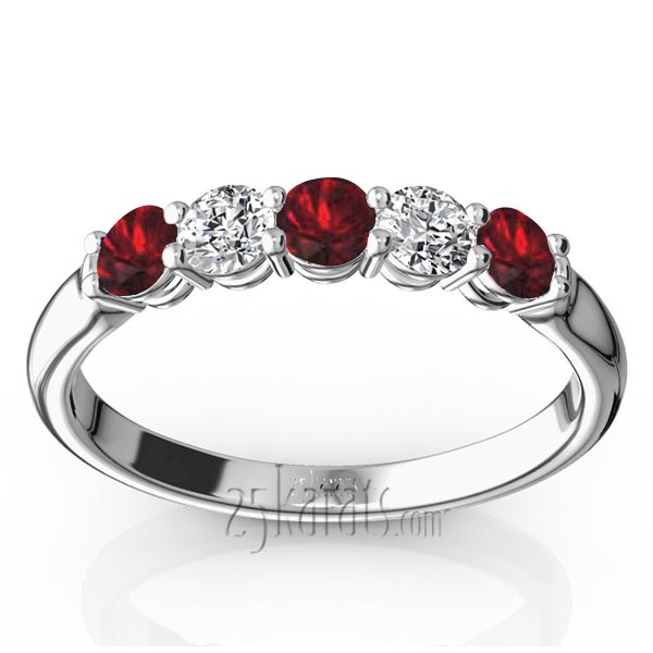 Ladies' Garnet & Diamond Alternating Anniversary Band