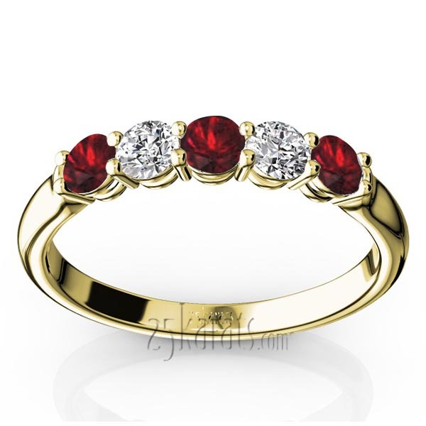 14K white gold Ladies' Garnet & Diamond Alternating Anniversary Band - alternate view 2