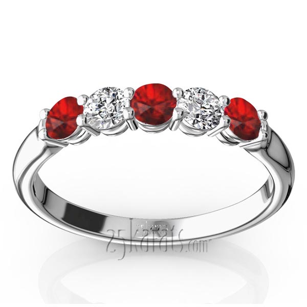 Ladies' Ruby & Diamond Alternating Anniversary Band