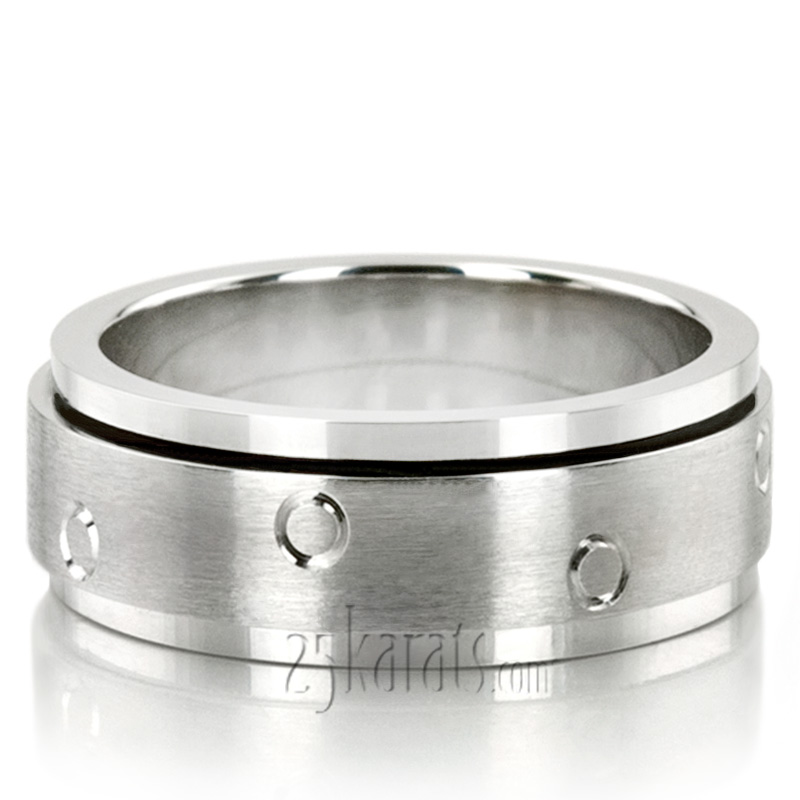 Spinning Center Diamond Cut Wedding Band 