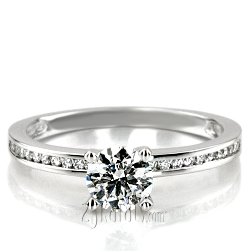 14K white gold Classic Channel Set Petite Diamond Engagement Ring (0.15 t.c.w.) - alternate view 29