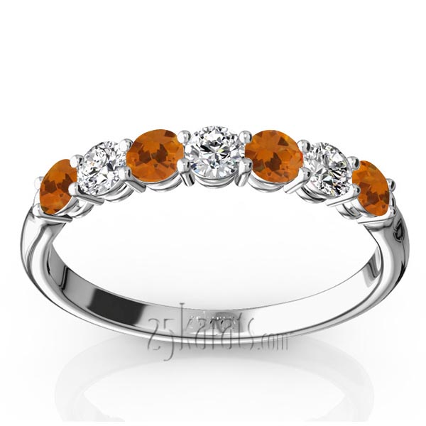 7-Stone Citrine & Diamond Alternating Anniversary Band