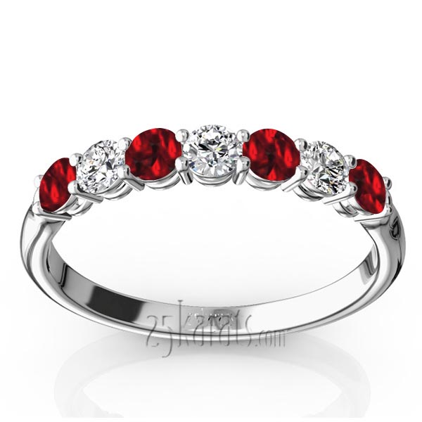 7-Stone Garnet & Diamond Alternating Anniversary Band