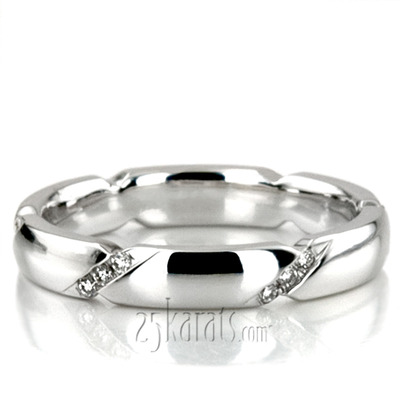 Diagonal Set Low Dome Diamond Wedding Ring