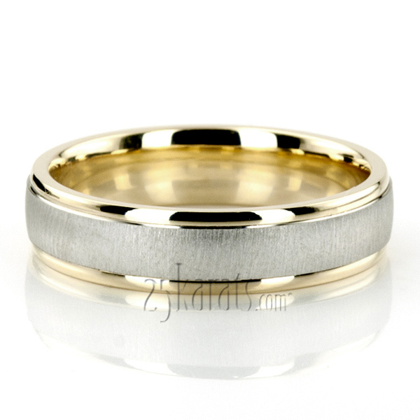 Classic Brushed Two-Tone Wedding Band 