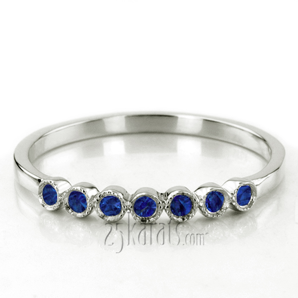 Elegant Milgrain Bezel Set Sapphire 7 Stone Band