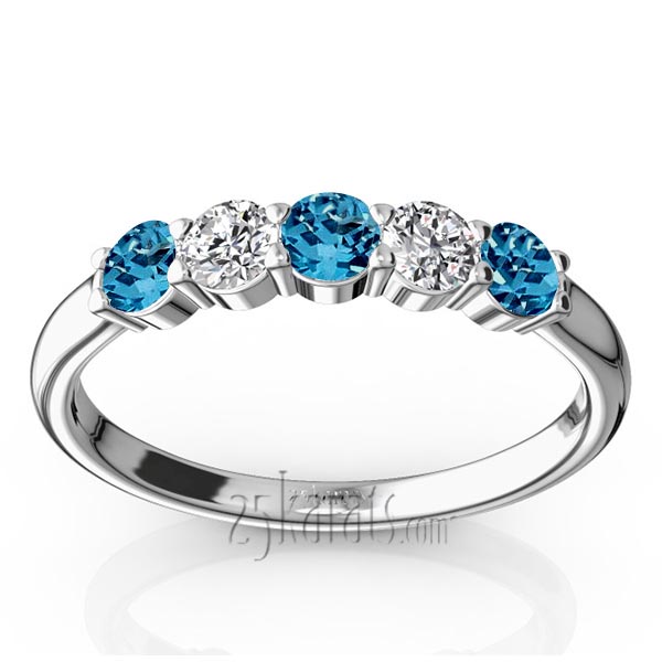 Shared Prong Basket Setting Topaz & Diamond Anniversary Band