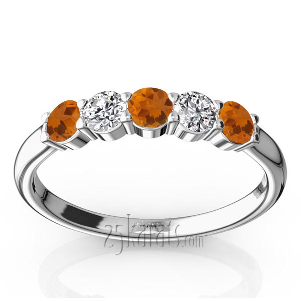  Shared Prong Basket Setting Citrine & Diamond Anniversary Band