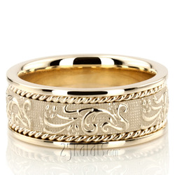 Floral Carved Antique Wedding Band 