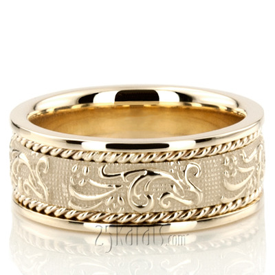 Floral Carved Antique Wedding Band 