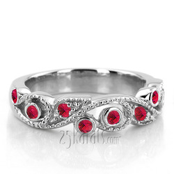 Graceful Floral Design Ruby Wedding Anniversary Band