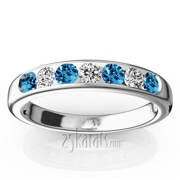 Channel Set Round Topaz & Diamond Anniversary Band