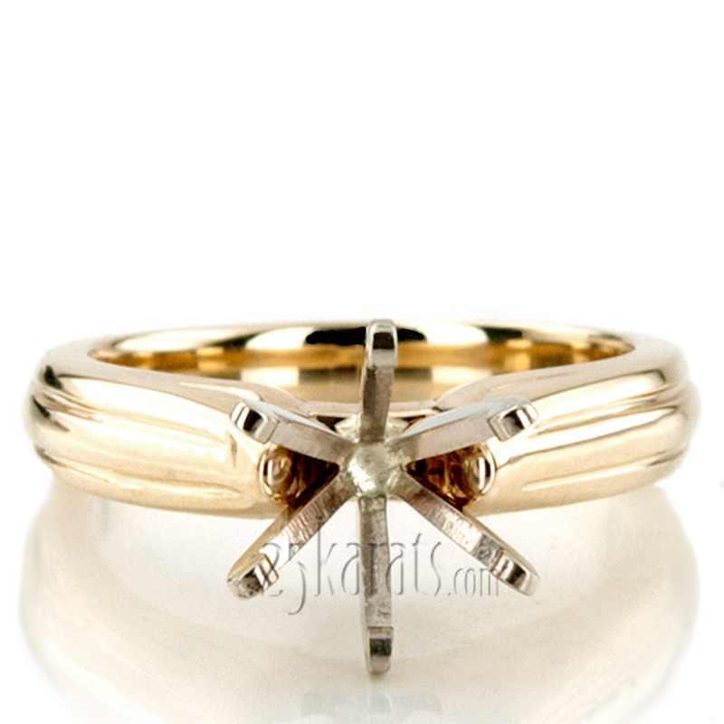 18K white gold Engraved Six Prong Diamond Engagement Ring - alternate view 4