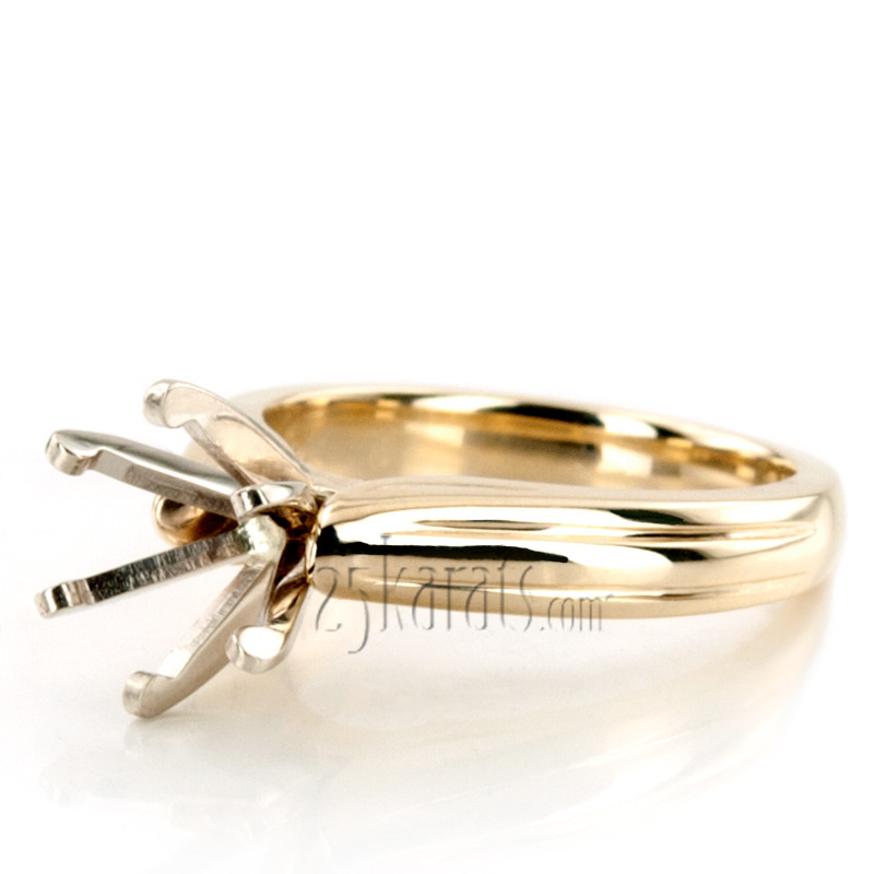 18K white gold Engraved Six Prong Diamond Engagement Ring - alternate view 5