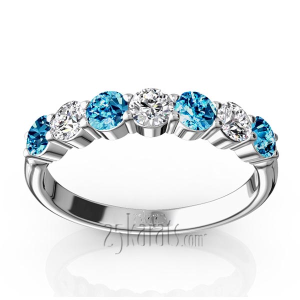 7-Stone Basket Setting Topaz & Diamond Anniversary Band