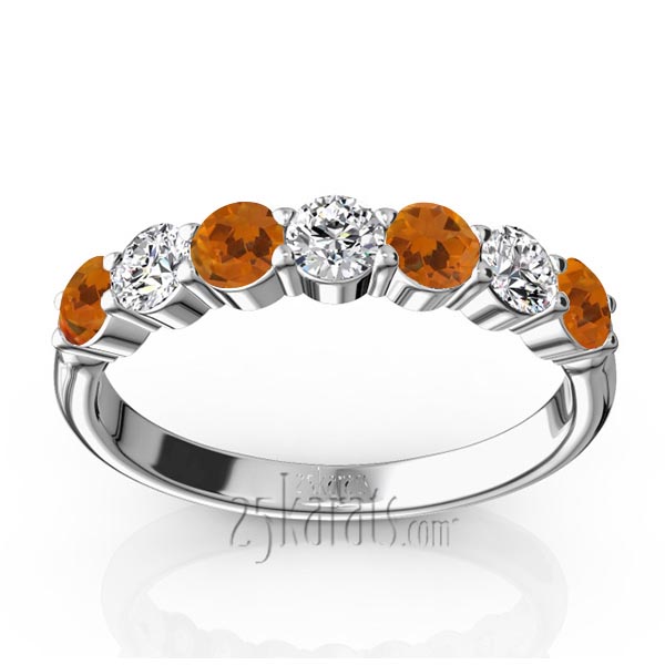 7-Stone Basket Setting Citrine & Diamond Anniversary Band - view 1