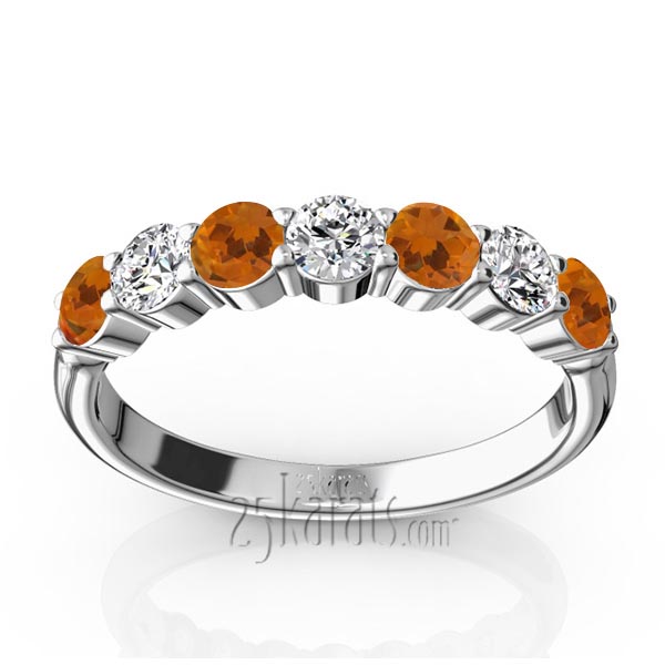 7-Stone Basket Setting Citrine & Diamond Anniversary Band