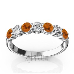 7-Stone Basket Setting Citrine & Diamond Anniversary Band thumbnail 1