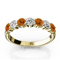 7-Stone Basket Setting Citrine & Diamond Anniversary Band thumbnail 2