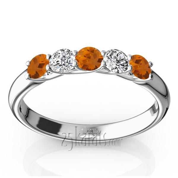 Trellis Setting 5-Stone Citrine & Diamond Anniversary Band