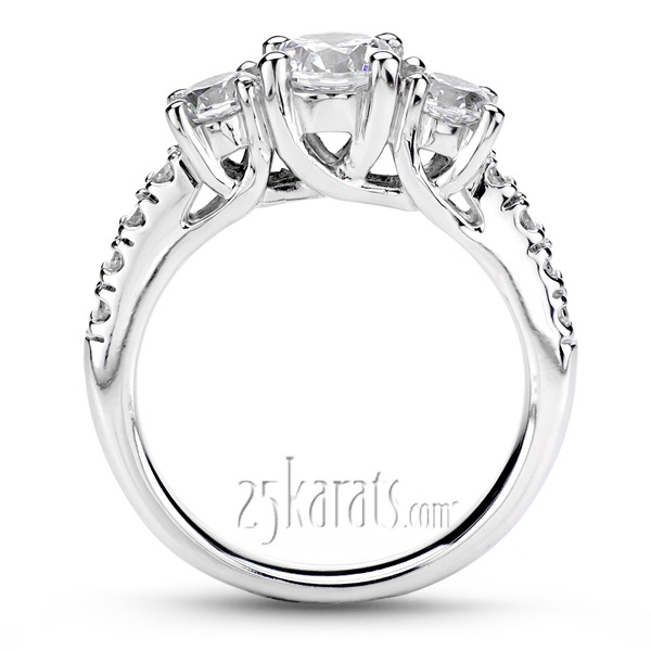 14K white gold Trellis Setting Three Stone Diamond Engagement Ring (1.20 ct. tw.) - alternate view 3