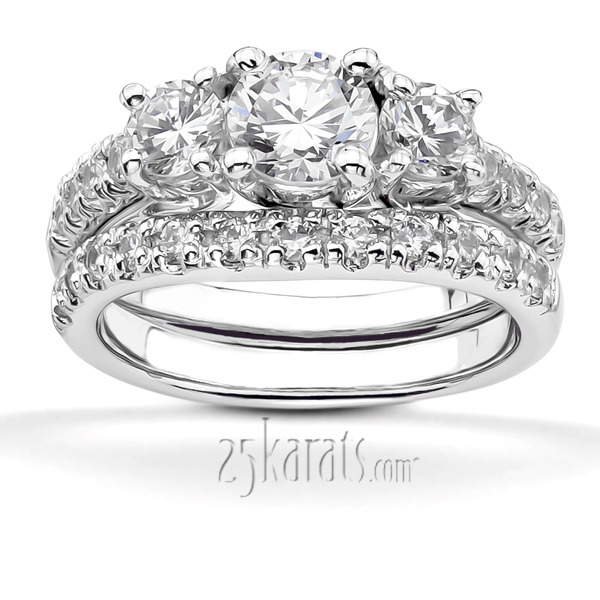 14K white gold Trellis Setting Three Stone Diamond Engagement Ring (1.20 ct. tw.) - alternate view 4