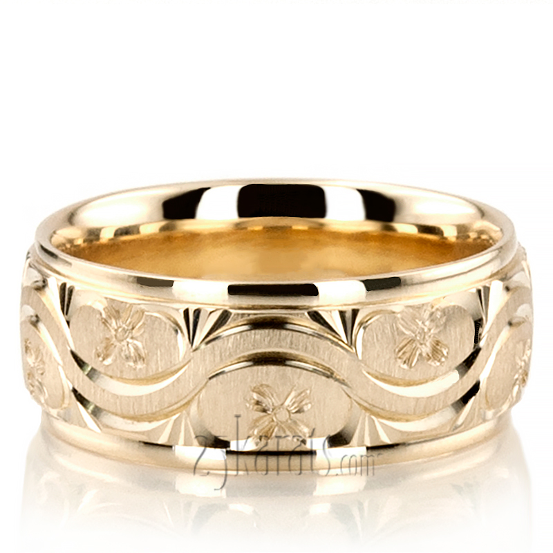 Bestseller Cross-satin Hand Engraved Wedding Ring 