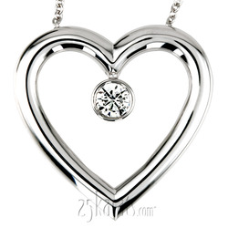 0.25ct. Round Cut Bezel Set Solitaire Diamond Heart Shape Pendant thumbnail 2