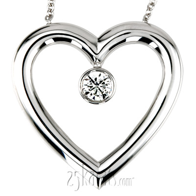 0.25ct. Round Cut Bezel Set Solitaire Diamond Heart Shape Pendant - view 2 of 3