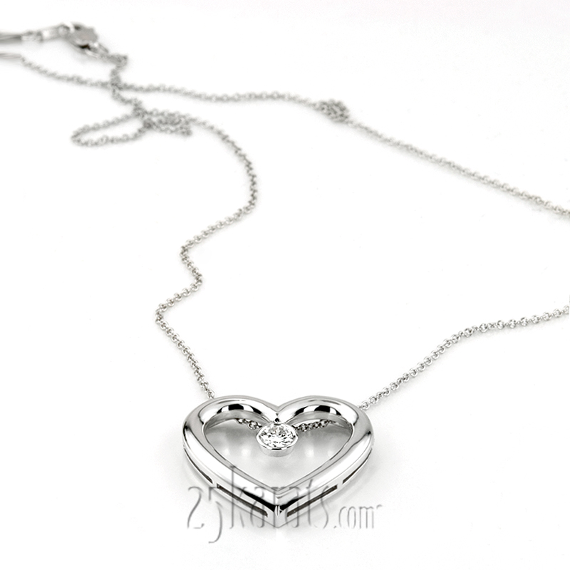 0.25ct. Round Cut Bezel Set Solitaire Diamond Heart Shape Pendant - view 3