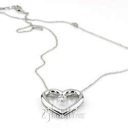0.25ct. Round Cut Bezel Set Solitaire Diamond Heart Shape Pendant thumbnail 3
