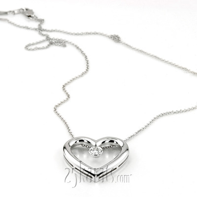 0.25ct. Round Cut Bezel Set Solitaire Diamond Heart Shape Pendant - view 3 of 3