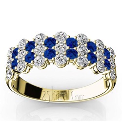 Floating Style Blue Sapphire & Diamond Alternating Anniversary Band thumbnail 2