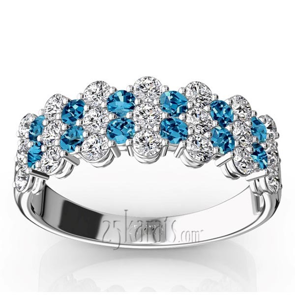14K white gold Floating Style Topaz & Diamond Alternating Anniversary Band - alternate view 2