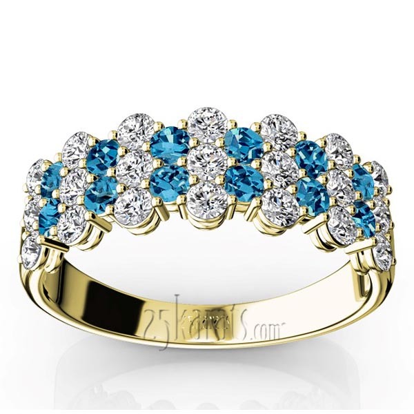 14K white gold Floating Style Topaz & Diamond Alternating Anniversary Band - alternate view 3