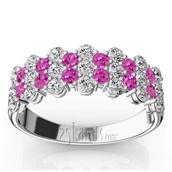 Floating Style Pink Sapphire & Diamond Alternating Anniversary Band thumbnail 1