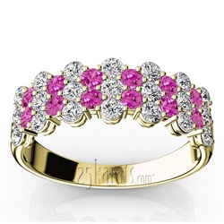 Floating Style Pink Sapphire & Diamond Alternating Anniversary Band thumbnail 2