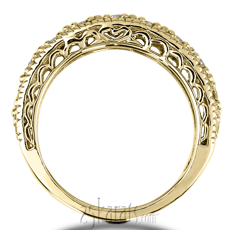 14K white gold Antique Filigree Diamond Wedding Band (0.77 ct. tw.) - alternate view 4