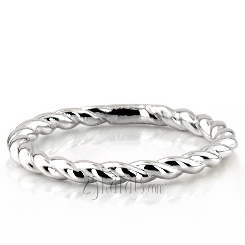 14K white gold 2mm Wire Shank plain wedding band - alternate view 6