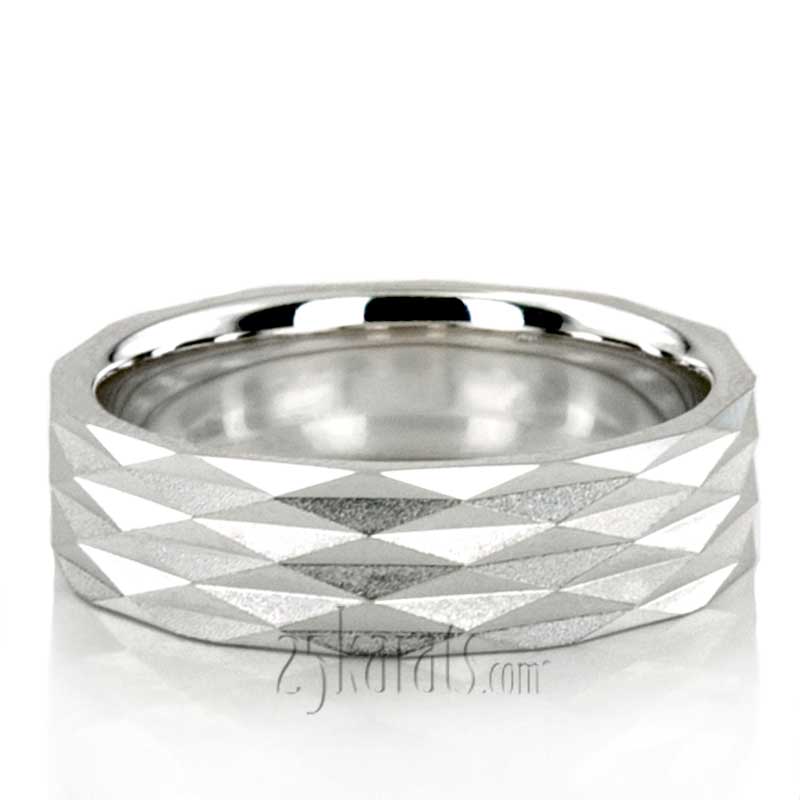 Modern Ridged Wire Matte Finish Wedding Ring 