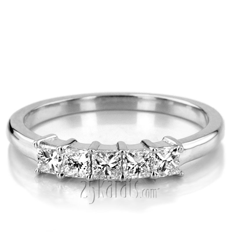 14K white gold Traditional 5 Stone Women Anniversary Band (1/2 ct. tw.) - alternate view 7