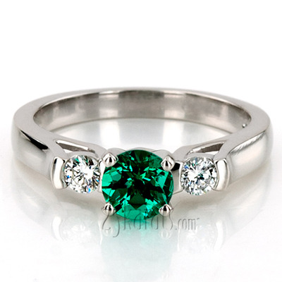 Diamond Engagement Ring Set With Chatham Emerald (0.90ct. t.w.) 