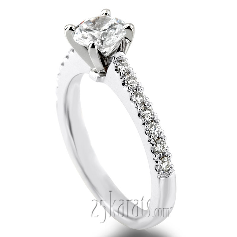 14K white gold Novus Style Micro Pave Classic Diamond Engagement Ring (1/3 ct. tw.) - main view