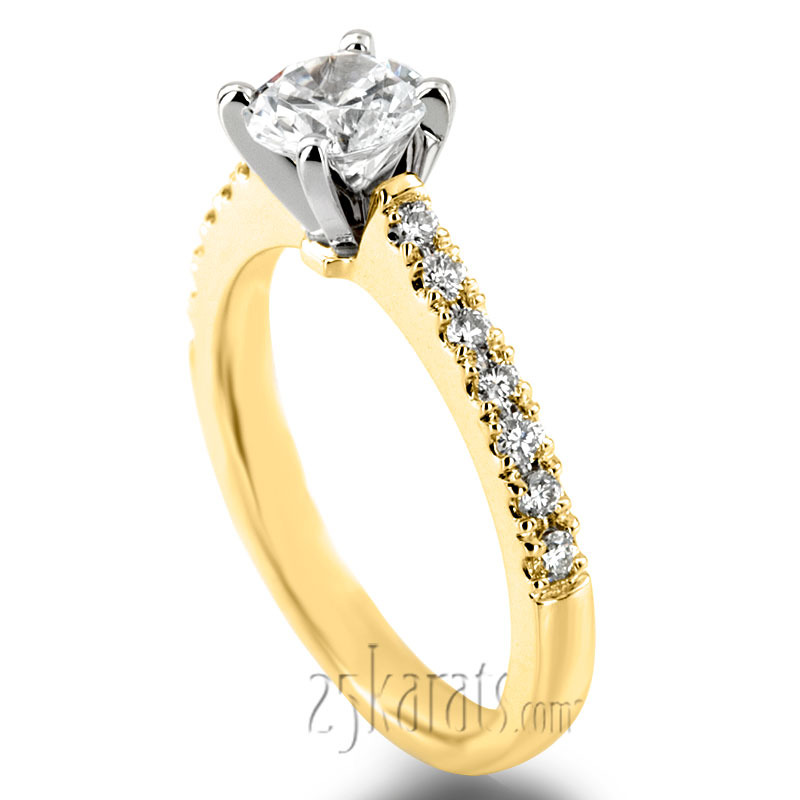 14K white gold Novus Style Micro Pave Classic Diamond Engagement Ring (1/3 ct. tw.) - alternate view 2