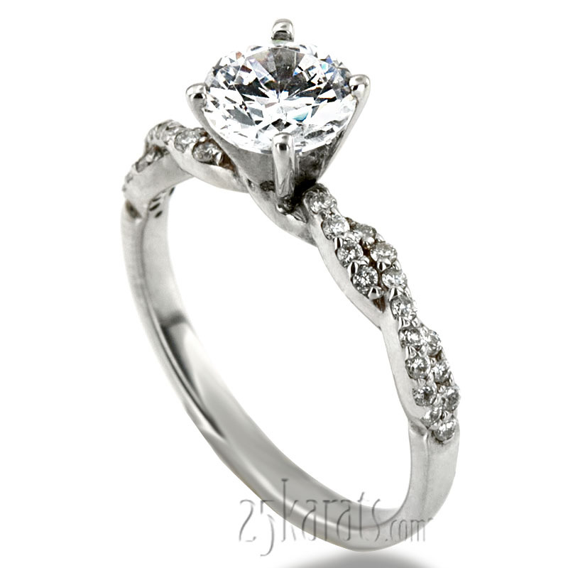 14K white gold Infinity Style Twisted Shank Petite Diamond Engagement Ring (1/4 ct. tw.) - main view