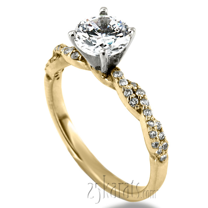 14K white gold Infinity Style Twisted Shank Petite Diamond Engagement Ring (1/4 ct. tw.) - alternate view 2