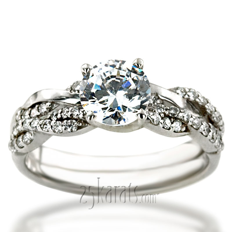 14K white gold Infinity Style Twisted Shank Petite Diamond Engagement Ring (1/4 ct. tw.) - alternate view 3
