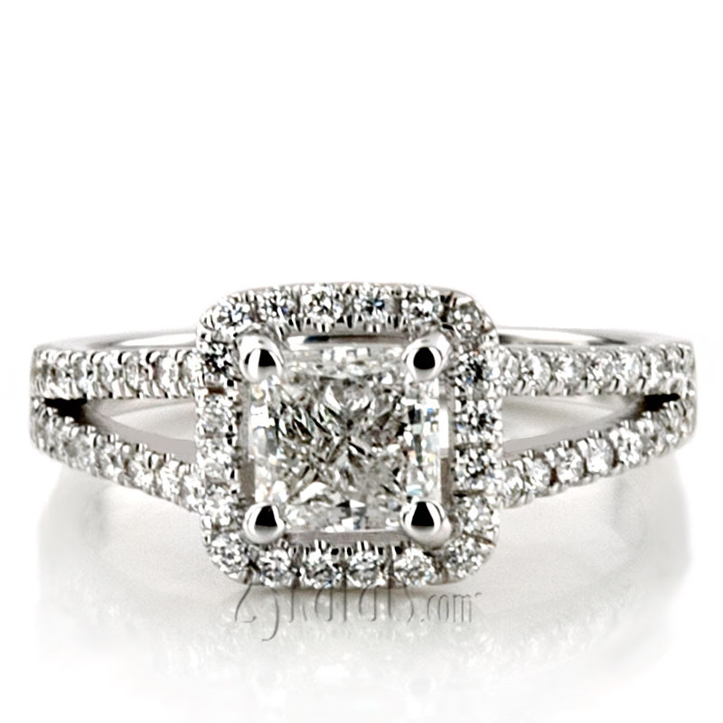 14K white gold Scalloped Duo Shank Micro Pave Diamond Engagement Ring (1/2 ct. tw.) - alternate view 10