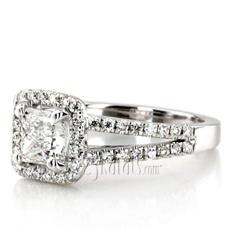 14K white gold Scalloped Duo Shank Micro Pave Diamond Engagement Ring (1/2 ct. tw.) - alternate view 11