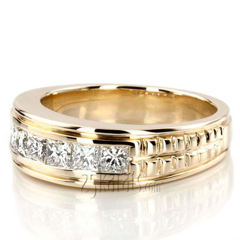 14K white gold 2.10 ct. tw. Princess Cut Diamond Men's Ring - alternate view 6